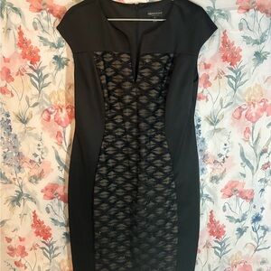 Vintage Connected Apparel Black Dress with Lace Overlay